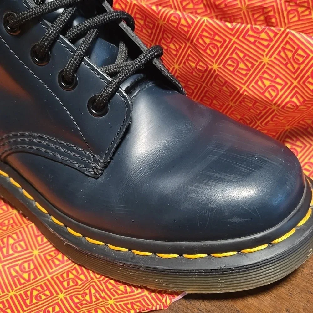 Dr. Martens Navy Leather Boots Kids Size 4 Navy Leather